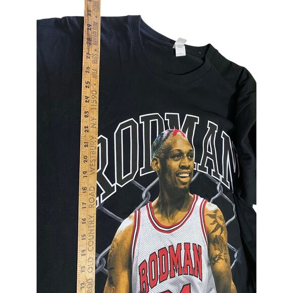 Dennis Rodman t shirt mens Large black Big Print Chicago Bulls NBA - Picture 5 of 8